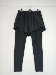 レディース ブラック ショートパンツ レギンス 一体型 (XL)