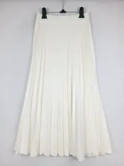 レディース アイボリー プリーツ ロング スカート(F)