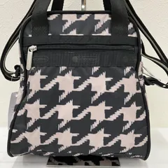 9749　LeSportsac　レスポートサック　N/S MINI SATCHEL　ブラック/ベージュハウンズトゥース　2way　ショルダーバッグ　ハンドバッグ　千鳥格子　レディース　軽量　カジュアル　シンプル　ミニサッチェル