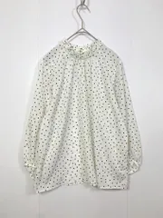 any SiS エニィスィス ドット柄 9分袖 プルオーバー ブラウス シャツ size2/白 ■■レディース