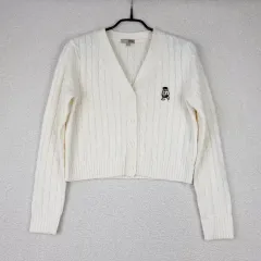 SPAO ケーブル編み クロップド ニット カーディガン (S)