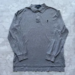ポロバイラルフローレン 長袖 ポロシャツ ロンT Lサイズ 鹿の子 グレー ワンポイント刺繍