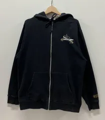 STUSSY ステューシー パーカー ジップアップ 剣 ロゴ プリント サイズL ブラック コットン80% ポリエステル20% 中国製