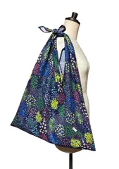 特大 あずま袋 ネイビー系 花柄 sketch/大きめ 吾妻袋 風呂敷バッグ エコバッグ ハンドメイド 綿麻キャンバス kokka echino