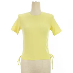 ザラ ZARA リブ ドローストリング カットソー 半袖 イエロー S 250701E