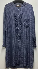 COMME des GARCONS HOMME PLUSコムデギャルソン オム プリュス ロングシャツ フリル チェック シャツ PI-B016 花の存在期 メンズ ネイビー 