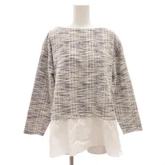 シップス SHIPS ツイード ジャージー ドッキング トップス ブラウス カットソー 白 ホワイト 青 ブルー 222-00-0005 /GV ■GY43