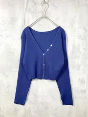 mystic ミスティック MYZ1021205A0003 定価4950円 Vリブショート カーディガン sizeF/青 ■■レディース