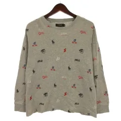 ポロ ラルフローレン POLO RALPH LAUREN サーマル Tシャツ カットソー 長袖 総柄 グレー M 251121E