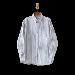 DANTON ダントン BDシャツ フランス製 白にブルーグレー系のストライプ柄 L （w-0620121）