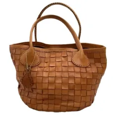 ♪♪robita ロビタ レディース ハンドバッグ レザー 編み込み キャメル