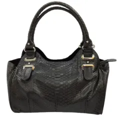 ♪♪ レディース ハンドバッグ ヘビ革 ブラック