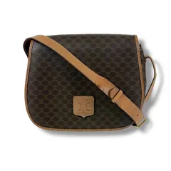 セリーヌ　CELINE マカダム柄　ショルダーバッグ　ポシェット　ブラウン　トリオンフ　PVCレザー