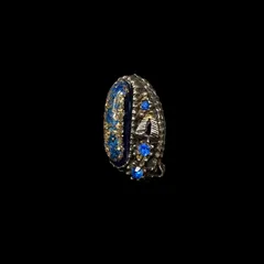 ヴィンテージ イヤリング 片耳のみ ブルー カボション ラインストーン ゴールドカラー