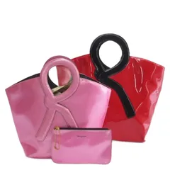 ロベルタディカメリーノ Roberta di Camerino ロゴ トートバッグ ハンド 2点セット レッド ピンク ■GY99