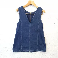 Cepo WORK&MILITARY セポワークアンドミリタリー デニム ジャンパースカート マルチWAY ノースリーブ ワンピース ブルー Mサイズ 〇□☆