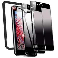 気泡防止 キズ防止 飛散防止 指紋付着防止 硬度9Ｈ 滑らかなタッチ操作 画面割れ防止 4.7インチ 全面保護フィルム 第2世代(2020)/8/7強化ガラスフィルム /SE SE3 ガイド枠付き携帯電話用フィルム iPhone 28°覗き見防止フィルム】Fo