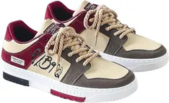 ポルコッコストア スニーカー メンズ アラビア風 ローカット おしゃれ 靴 シューズ オシャレ かっこいい 春 夏 秋 冬 人気 トレンド カジュアル 厚底 (ダークグレー/レッド, 26.5 cm)