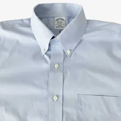 【16 1/2-35】Brooks Brothers(ブルックスブラザーズ) ポロカラーBD(ボタンダウン)シャツ  ブルー無地 / Slim Fit / スーピマコットン ピンポイントオックス ノンアイロン ポケット有 メンズXL相当