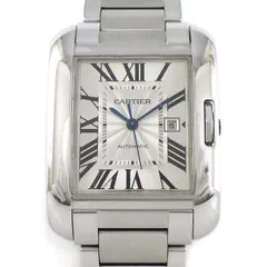 カルティエ Cartier 腕時計 タンクアングレーズ LM W5310009 デイト レクタンギュラー ギョーシェ シルバー文字盤 SS 自動巻き 【中古】のサムネイル