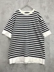 nano universe ナノユニバース 668-0122033 ボーダー コットン アクリル ニット セーター sizeM/白/黒 ■◆ レディース