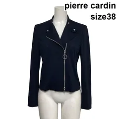 ◇ ピエールカルダン pierre cardin ライダース風ジャケット 長袖 フロントジップ ドレープ ネイビー 38 M 9号 レディース S6B362のサムネイル