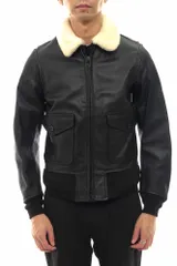 J.S.ホームステッド／J.S.Homestead フライトジャケット JKT アウター ミリタリー メンズ 男性 男性用レザー 革 本革 ブラック 黒  13-011-470-1040-3-0 ボア G-1 ミリタリー ムートン