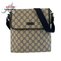 美品 GUCCI グッチ グレー ネイビー シルバー金具 GGスプリームキャンバス 223666 ショルダーバッグ ポシェット レディース 504482【中古】
