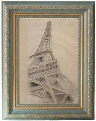 To all Genie 写真立て アンティーク風プリント A4 額縁 レトロ 壁掛用吊金具・縦横兼用スタンド付 アートフレーム 透明パネル使用 ゴールドパターン A4サイズ 緑 縦横置き兼用 (ブルーグリーン,  縦34.9cmx横26.2cm)