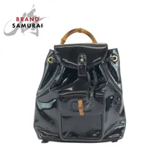 美品 GUCCI グッチ バンブー ブラック 黒 ゴールド金具 パテントレザー 003 2850 0030 リュックサック バックパック レディース 504896【中古】