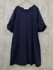 AS KNOW AS アズノゥアズ QG0776 半袖 ストライプ ミニ ワンピース size＊/紺 ■◆ レディース