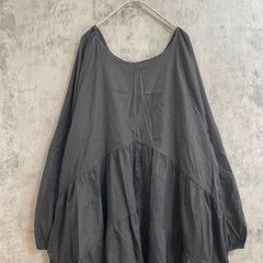 総柄チュニック 幾何学模様 L ブラウス フレンチスリーブ ポケット付 