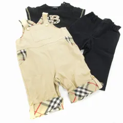 バーバリー ロンドン BURBERRY LONDON 3点セット オーバーオール パンツ Tシャツ 半袖 ノバチェック 80cm 黒 ベージュ /JS ■GY14