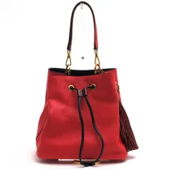 ココセリュックス ゴールド／COCOCELUX GOLD バッグ ハンドバッグ 鞄 トートバッグ レディース 女性 女性用 レザー 革 本革 レッド 赤  226AF0239 巾着型バケットバッグ シボ革 シュリンクレザー 2WAY ショルダーバッグ