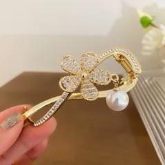 ヘアクリップ ゴールド×パール バナナクリップ