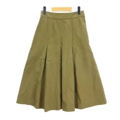 マーガレットハウエル MARGARET HOWELL タック ロングスカート 1 カーキ ■TC