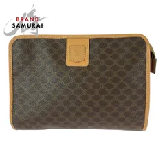 CELINE セリーヌ マカダム ブラウン ゴールド金具 PVC/レザー セカンドバッグ クラッチバッグ メンズ 600738【中古】