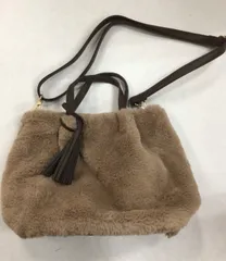 COOCO（クーコ）ベージュ系 タッセル付き エコファー 2WAY トートバッグ