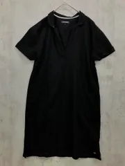 TOMMY HILFIGER トミーヒルフィガー ポロシャツ 半袖 ワンピース sizeM/黒 ■◆ レディース
