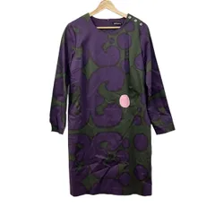 marimekko(マリメッコ) ワンピース サイズ40 M レディース美品  - パープル×ダークグリーン 長袖/マキシ丈