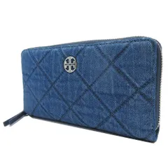 【新品】トリーバーチ 163014 0325 426 (デニム) 財布 長財布 TORY BURCH WILLA デニム キルティング ジップアランド ウォレット エンブレムメタルロゴ アウトレット レディース