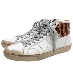 サンローラン／YVES SAINT LAURENT シューズ スニーカー 靴 ハイカット メンズ 男性 男性用 レザー 革 本革 ホワイト 白  SL/37M WOLLY SOFT NAP CAL DAMIER/KING レオパード ヴィンテージ加工