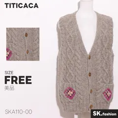 美品 TITICACA アウター ベスト　ニット　総柄　ポケット付き　フロントボタンのサムネイル