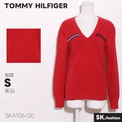 美品 TOMMY HILFIGER トップス ニット　長袖　Ｖネック　ロゴ刺繡　ライン