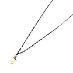 美品】トロールビーズ シルバー ホワイトパールロングネックレス 90cm