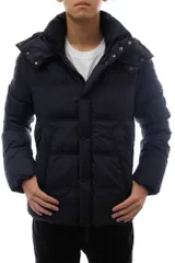 デュベティカ／DUVETICA ダウンジャケット JKT アウター メンズ 男性 男性用 ポリエステル ネイビー 紺  BALIOCINQUE フード付き リブ