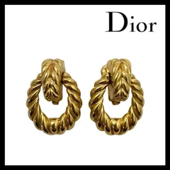 U【Dior】イヤリング ゴールド/金 カラー サークル ツイスト ヴィンテージ Christian Dior/クリスチャンディオール (60599N3a)
