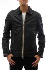 ナノユニバース／nano universe シングルライダース ジャケット JKT アウター メンズ 男性 男性用 レザー 革 本革 ブラック 黒  NUC63L01078SH VINTAGE SINGLE RIDERS 中綿 ヴィンテージ加工