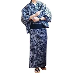 【未使用品】　訳アリ　匿名配送　浴衣　メンズ　青系　迷彩柄　総柄　L 　サイズ