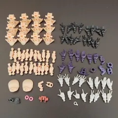 30MS【未検品/ジャンク】カラーA 顔基盤・首ジョイント＋ハンドパーツ（ブラック・ホワイト・パープル）他余剰パーツなど不揃いまとめ売り バンダイ 美少女プラモ 美プラ 1964